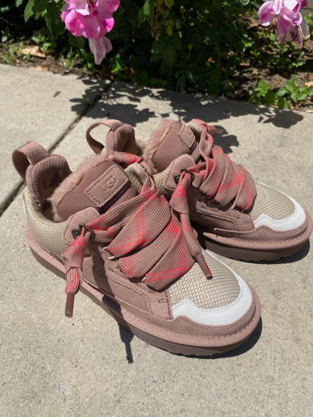 UGG Pink And Tan Suede Lowmel Rocky Oak Sneakers (Comment For Cheaper Deal)